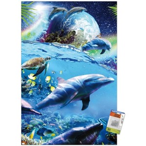 Trends International James Booker - Space Dolphins Unframed Wall Poster Prints - 1 of 4