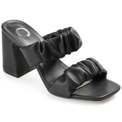 Journee Collection Womens Zoee Open Square Toe Block Heel Sandals Black 9.5