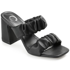 Journee Collection Womens Zoee Open Square Toe Block Heel Sandals Black 9.5 - 1 of 4