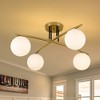 PAKOKULA 29.63 in. 4-Light Gold Modern Sputnik Semi-Flush Mount with White Glass Shade - 2 of 4