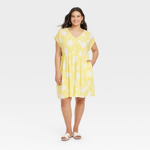 Yellow floral dress sales target