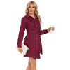Women's Corduroy Dress Ruffle Hem High Waist Button Front Solid Color Dress With Belt - 2 of 4