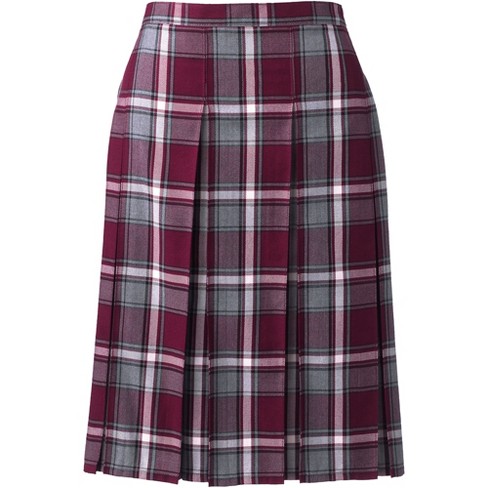 Lands' End School Uniform Women's Plaid Box Pleat Skirt Top Of The Knee ...