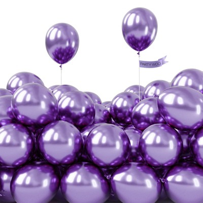 PartyWoo Balloons Metallic Purple Chrome Small Mini 5 Inch 50 pcs