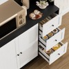 67" Tall Kitchen Hutch Storage Cabinet, Farmhosue Coffee Bar Cabinet with 3 Drawers and LED Lights, Freestanding Food Pantry with Countertop - 3 of 4