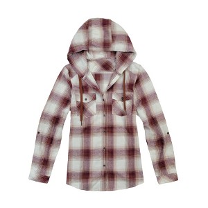 Ladies' Cotton Flannel Hooded Shirt - 1 of 4