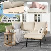 Coucheta 3-Piece Patio Furniture Set, All Weather Rattan Sofa with Tempered Glass Coffee Table and Thick Cushions, Sectional L-Shaped Patio Furniture - 4 of 4
