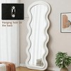 KWPZQEB Full Length Mirror 63"x24", Irregular Wavy for Standing Hanging or Leaning Against Wall for Bedroom, Flannel Wrapped/Metal Stand - 3 of 4