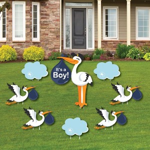 Big Dot of Happiness Boy Special Delivery - Baby Announcement Yard Sign & Outdoor Lawn Decor - Blue It's a Boy Stork Baby Shower Yard Signs - Set of 8 - 1 of 4
