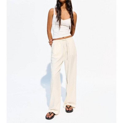 Women's Cotton Drawstring Sweatpants - beige botany