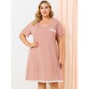 Women's Plus Size Pajamas Polka Dots  Lace Trim V Neck Short Sleeve Lounge Midi Nightgowns with Pocket - Agnes Orinda - 3 of 4