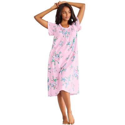 Only Necessities Plus Size Short Pintuck Knit Gown
