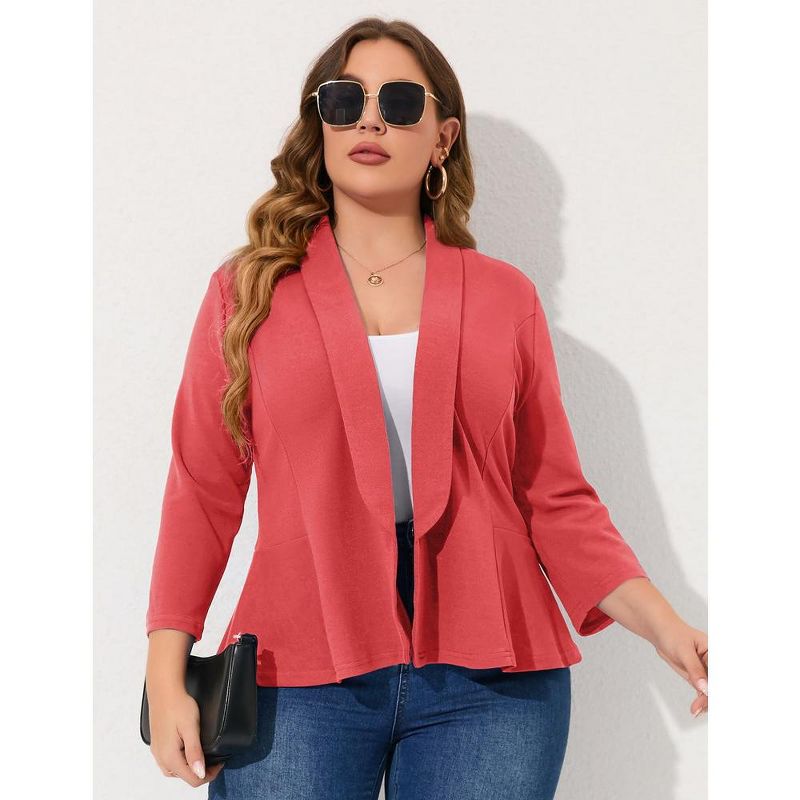 Whizmax Women Plus Size Casual Blazer Open Front Long Sleeve Work Office Cardigan Jackets, 3 of 7