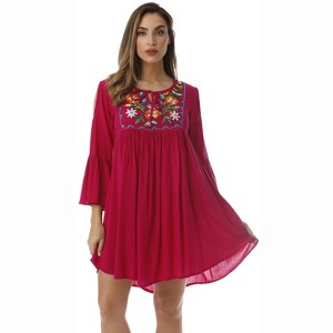 Riviera Sun Cold Shoulder Floral Embroidered Casual Dress - 1 of 3