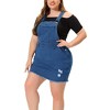 Women's Plus Size Fashion Ripped Hem Side Pockets Denim Suspender Mini Sundresses - Agnes Orinda - 2 of 4