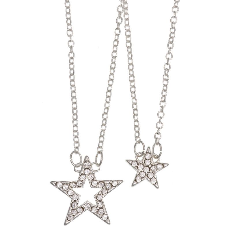 FAO Schwarz Silver Tone Star Pendant Necklace Set, 1 of 4