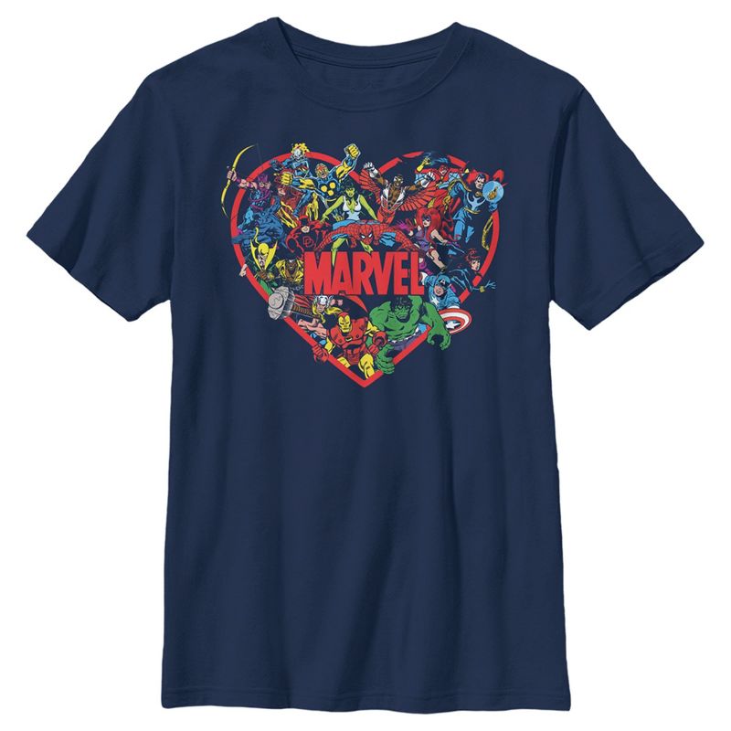 Boy's Marvel Heroes Unite Heart T-Shirt, 1 of 5
