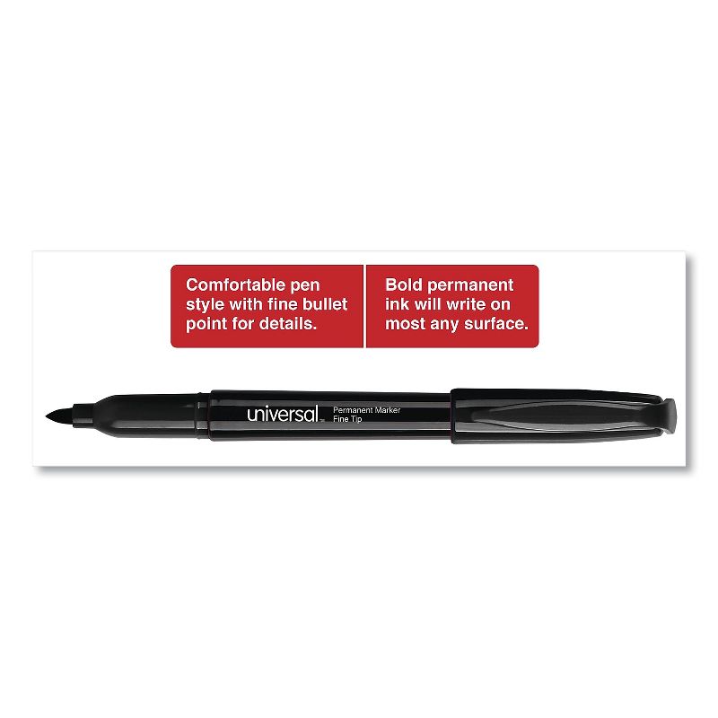 Universal Pen-Style Permanent Marker Bullet/Fine Point Black 36/Pack 07070, 4 of 10
