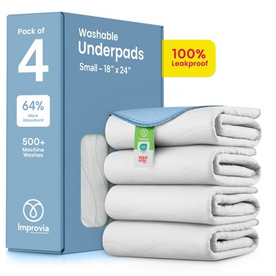 IMPROVIA® Washable Underpads 18”x24”, Heavy Absorbency Waterproof Incontinence Pads for Kids, Adults & Pets – Protects Bed, Couch, Sofa & Floor