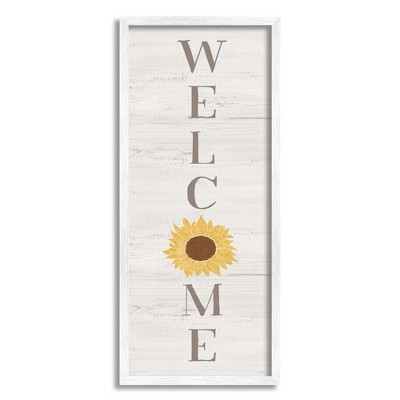 Stupell Industries Welcome Sign Rustic Sunflower Framed Giclee Art