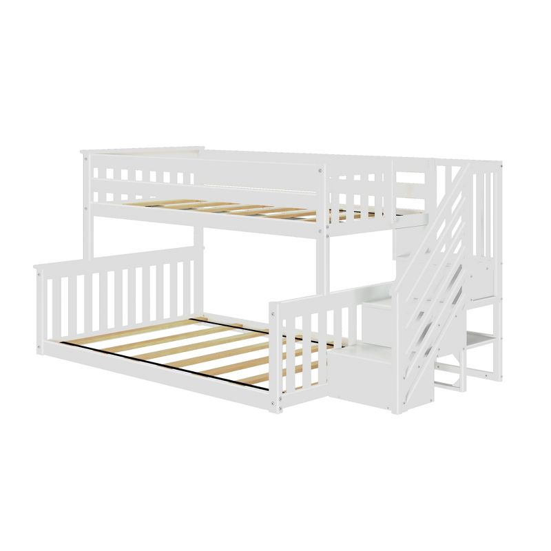 Max & Lily Wooden Twin over Full Low Bunk Bed for Kids with Staircase, 2 of 6