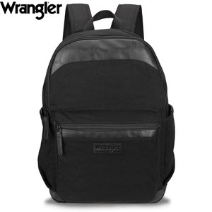 Wrangler Powell Denim Backpack for Mens Womens Kids, Classic Logo Water Resistant Casual Daypack for Travel with Padded Laptop Notebook Sleeve - 1 of 4