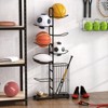 Gymax 7-Tier Ball Organizer Rack Featuring 7 Detachable Hanging Rods Side Basket & Adjustable Feet for Garage Gym Home - 4 of 4