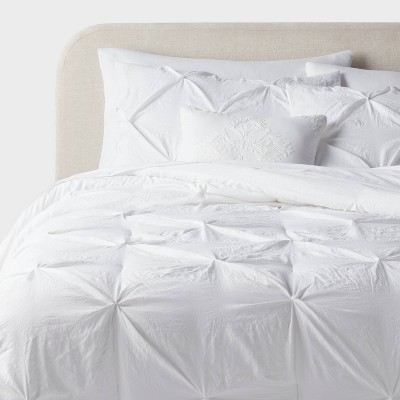 8pc Queen Pinch Pleat Comforter and Sheet Set White - Threshold™