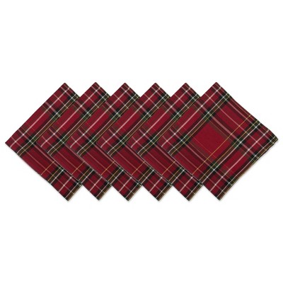 Design Imports  Christmas Plaid Napkin Set 6 Piece, Red Tartan, 20X20"