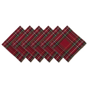 Design Imports  Christmas Plaid Napkin Set 6 Piece, Red Tartan, 20X20" - 1 of 4