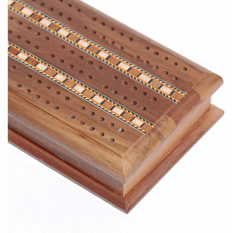 WE Games 3 Track Sprint Cabinet Cribbage Set with Metal Pegs & 2 Card Decks, 3 of 7