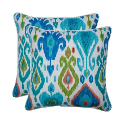 2pk 18.5" Paso Caribe Outdoor Throw Pillow Blue - Pillow Perfect