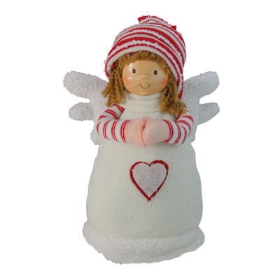 Northlight 10.5" White and Red Angel Boy with Heart Christmas Tabletop Figurine