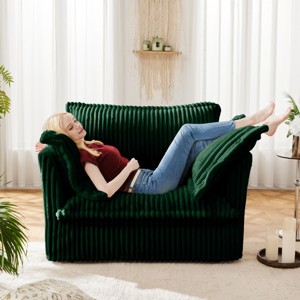 Single Armrests Sofa Chair,Modern Corduroy Fabric Upholstered Lazy Sofa Chair,High Back Pillows Sectional Modular Sofa Chair-Coolbibila - 1 of 4