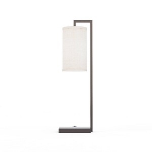 Infibrite 25" Rectangular Frame Table Lamp with Cylinder Shade E26 Bulb Compatible Modern Design: Torchiere Style, Linen Shade, ETL Listed - 1 of 4