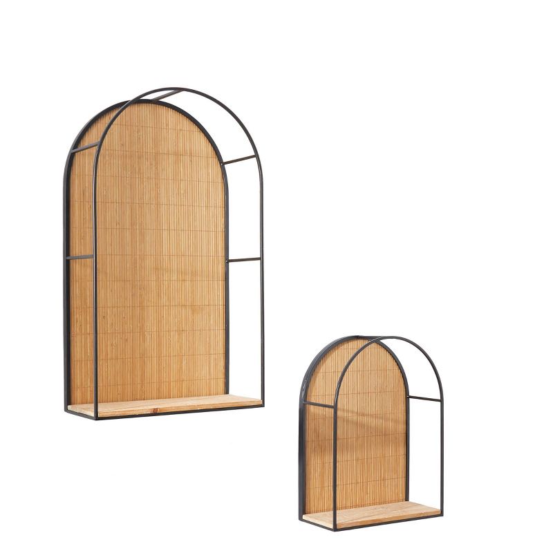 Set of 2 Bamboo Geometric Arched 2 Wall Shelves Brown - Novogratz, 4 of 7