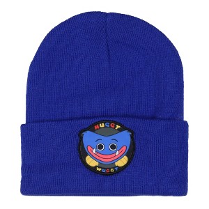 Poppy Playtime Huggy Wuggy Embroidered Patch Knit Cuff Beanie Hat Blue - 1 of 4