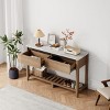Farmhouse 2 Drawers Console Table, Tobacco Wood And White Marble Sofa Table-Cuddlewood - 3 of 4
