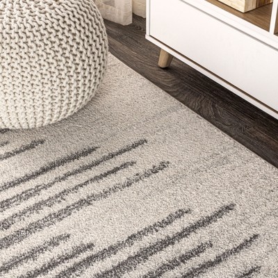 Aya 4' x 6' Gray and Ivory Striped Synthetic Area Rug