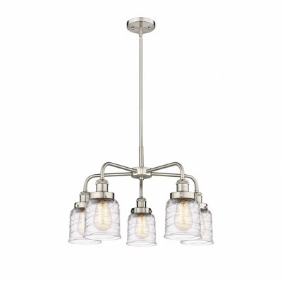 Bell - 5 Light Stem Hung Chandelier In Art Deco Style-14.75 Inches Tall and 23 Inches Wide
