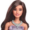 Barbie Fashionistas 11.7" Doll #234 in Sequined Purple Dress and Silvery Accessories Brown Hair - 3 of 4