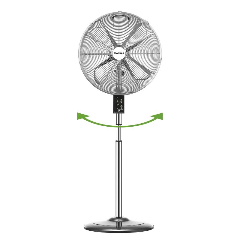 Holmes 16&#34; Digital Oscillating 3-Speed Metal Stand Fan with Remote Control Chrome, 4 of 10