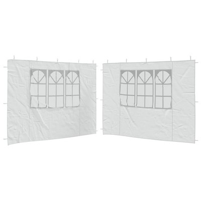 vidaXL White Party Tent Sidewall Set - UV and Water Resistant PE Panels with Decorative Windows – Perfect for Outdoor Use - Easy Installation