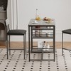 3-Piece Small Bar Table and Chairs with 3 Storage Shelves, Modern Dining Table with 2 Upholstered Bar Stools - 3 of 4