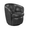 Top Grain Leather Upholstery Solid Wood Swivel Barrel-Back Accent Chair with High-Density Foam Seat, Attached Cushions and 360-Degree Swivel - 3 of 4