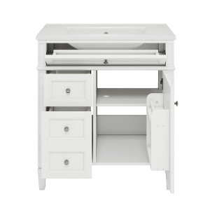 Akoasm 30 in. W Modern Single Sink Bathroom Vanity with 2 Drawers and a Tip-out Drawer-White - 1 of 4