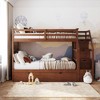 PAGED Simple Wooden Bunk Bed Loft Bed, Twin over Twin Bed Frame with Twin Size Trundle, Storage Stairs and Guardrail for Kids, Teens - 2 of 4
