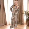 Anna-Kaci Lounge Women's Plaid Lounge Set with Button-Up Shirt and Elastic Waist Pants - 3 of 4