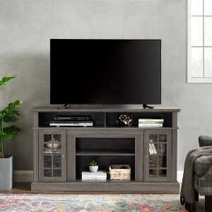 VYNXARIA Classic Dark Walnut and Black TV Media Stand for TVs Up to 65" with Versatile Storage - 1 of 4