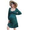 Coolmee Women's Maternity Long Sleeve Dresses Fall Square Neck Smocked Ruffle A Line Flowy Midi Dress - 4 of 4